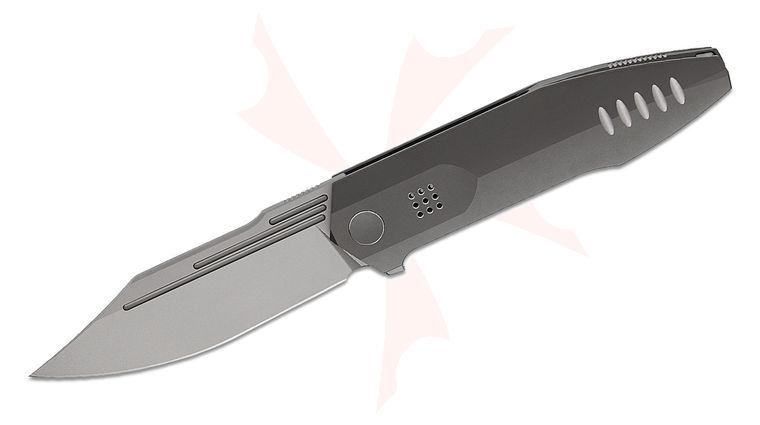 We Knife Company Limited Edition Flight Line Nested Liner Lock Flipper Knife 3.81 inch M390 Stonewashed Clip Point Blade, Dark Gray Machined Titanium Handles