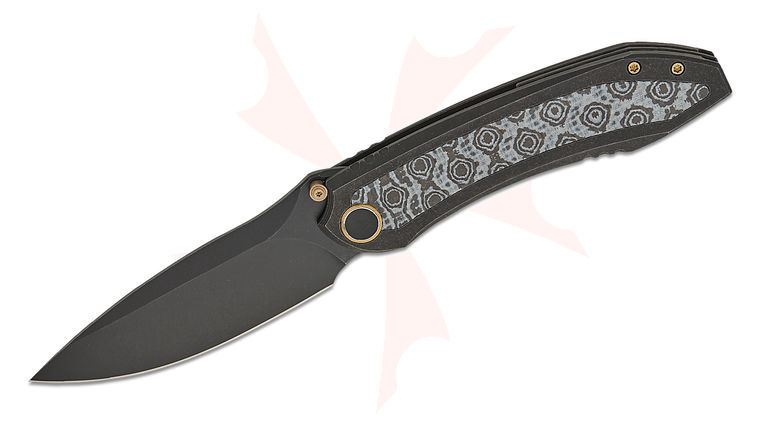 We Knife Company Winsome Nested Frame Lock Front Flipper Knife 3.74 inch M390 Black Stonewashed Drop Point Blade, Black Titanium Handles with Layered Gray G10 and Rose Carbon Fiber Inlays