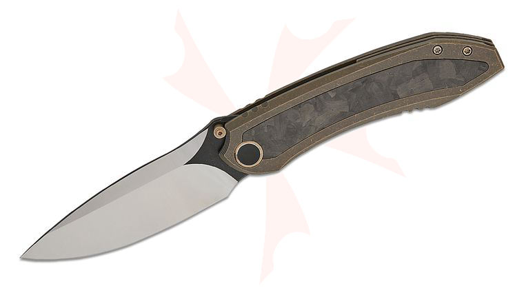 We Knife Company Winsome Nested Frame Lock Front Flipper Knife 3.74 inch M390 Two-Tone Drop Point Blade, Bronze Titanium Handles with Marble Carbon Fiber Inlays