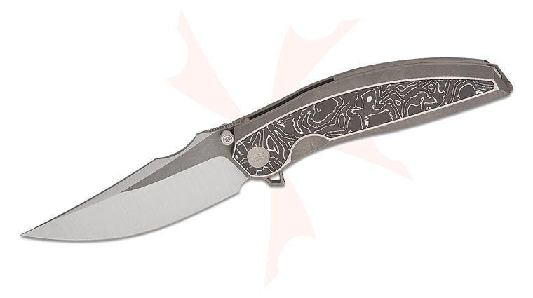 We Knife Company Quinseris Nested Frame Lock Flipper Knife 3.96 inch M390 Two-Tone Clip Point Blade, Gray Titanium Handles with Aluminum Foil Carbon Fiber Inlays