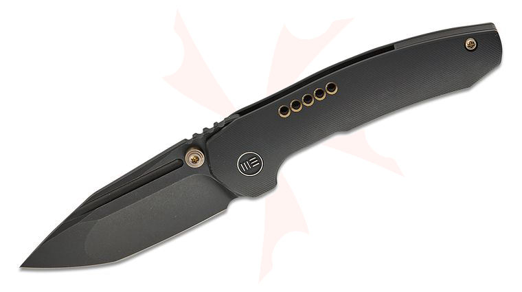 We Knife Company Brian Brown Micro Trogon Folding Knife 2.68 inch M390 Black Stonewashed Spear Point Tanto Blade with Fuller, Black Titanium Handles