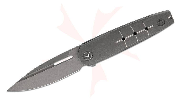 We Knife Company Limited Edition Hull Nested Liner Lock Flipper Knife 3.89 inch M390 Gray Stonewashed Drop Point Blade, Gray Machined Titanium Handles