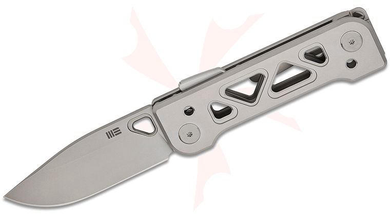 We Knife Company Snecx Tyro Superlock Folding Knife 2.91 inch CPM-20CV Stonewashed Drop Point Blade, Gray Machined Titanium Handles, Reversible Clip