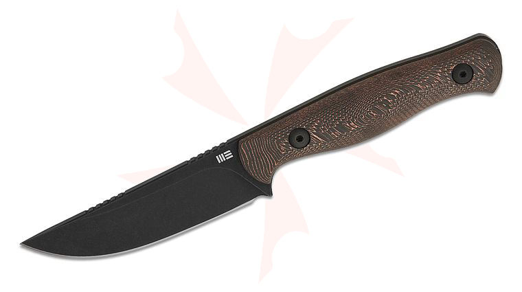 We Knife Company Notchline Fixed Blade Knife 3.45 inch S35VN Black Stonewashed Straight Back Blade, Milled Copper Foil Carbon Fiber Handles, Kydex Sheath with T-Clip