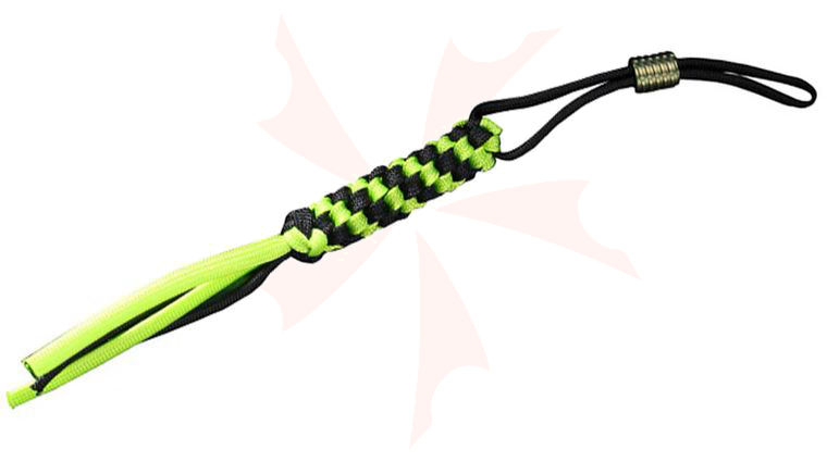 We Knife Company A-01A Green/Black Paracord Lanyard with Round Green Titanium Bead