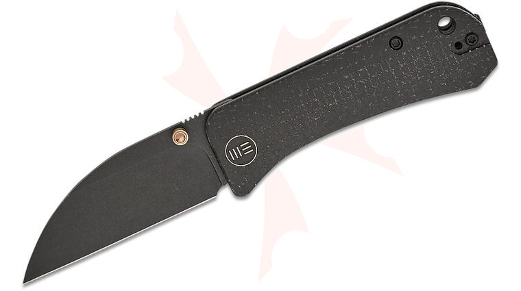 We Knife Company Ben Petersen Banter Folding Knife 2.85 inch S35VN Black Stonewashed Wharncliffe Blade, Black Burlap Micarta Handles