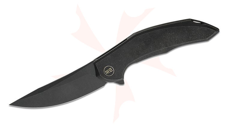 We Knife Company Limited Edition Anton Tkachenko Merata Flipper Knife 3.68 inch CPM-20CV Black Stonewashed Trailing Point Blade, Black Titanium Handles