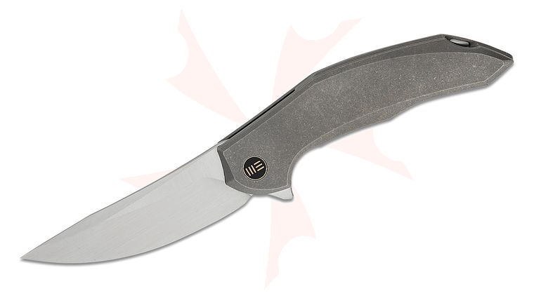 We Knife Company Limited Edition Anton Tkachenko Merata Flipper Knife 3.68 inch CPM-20CV Hand Rubbed Trailing Point Blade, Gray Titanium Handles