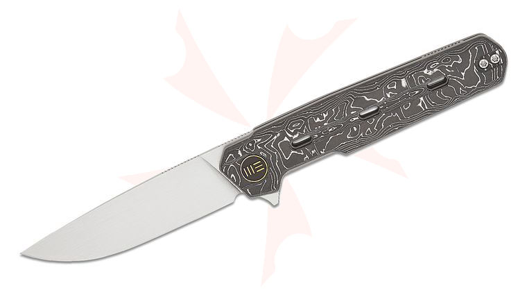 We Knife Company Ostap Hel Navo Flipper Knife 3.25 inch CPM-20CV Hand Rubbed Satin Drop Point Blade, Aluminum Foil Carbon Fiber Handles