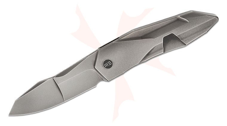 We Knife Company GTC Solid SLT Frame Lock Flipper Knife 3.88 inch CPM-20CV Polished Gray Modified Spear Point Blade, Polished Gray Integral Titanium Handle
