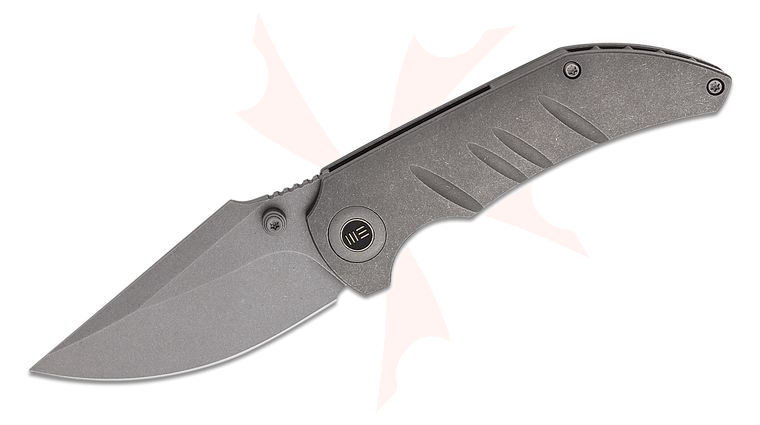 We Knife Company Matt Christensen Riff-Raff Folding Knife 3.12 inch CPM-20CV Stonewashed Clip Point Blade, Gray Titanium Handles