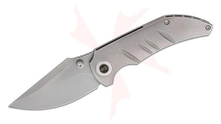 We Knife Company Matt Christensen Riff-Raff Folding Knife 3.12 inch CPM-20CV Bead Blasted Clip Point Blade, Bead Blasted Titanium Handles