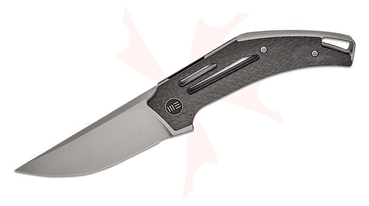 We Knife Company Tashi Bharucha Speedliner Liner Lock Flipper Knife 3.39 inch CPM-20CV Bead Blasted Drop Point Blade, Twill Carbon Fiber Handles
