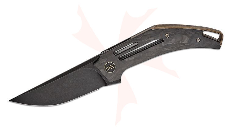 We Knife Company Tashi Bharucha Speedliner Liner Lock Flipper Knife 3.39 inch CPM-20CV Black Stonewashed Drop Point Blade, Shredded Carbon Fiber Handles