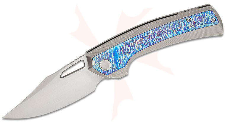 We Knife Company Limited Edition Nefaris Frame Lock Flipper Knife 3.48 inch CPM-20CV Hand Rubbed Satin Clip Point Blade, Polished Bead Blasted Titanium Handles with Flamed Titanium Inlay