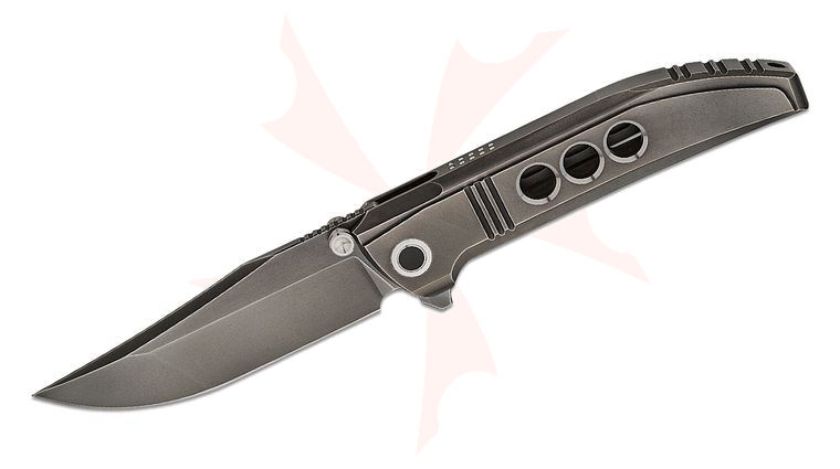 We Knife Company Ezinta Integral Frame Lock Flipper Knife 3.99 inch M390 Polished Gray Clip Point Blade, Polished Gray Single-Piece Titanium Handle with Satin Holes