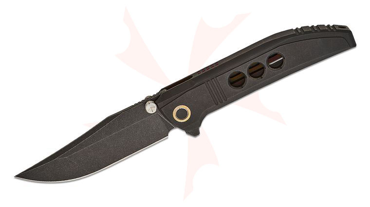 We Knife Company Ezinta Integral Frame Lock Flipper Knife 3.99 inch M390 Black Stonewashed Clip Point Blade, Black Single-Piece Titanium Handle