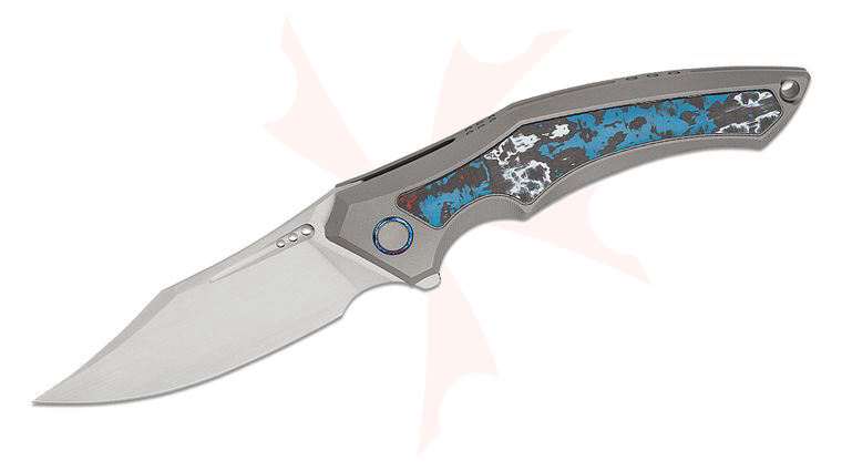 We Knife Company Limited Edition Orpheus Frame Lock Flipper Knife 3.48 inch CPM-20CV Hand Rubbed Satin Clip Point Blade, Titanium Handles with Nebula FatCarbon Inlays