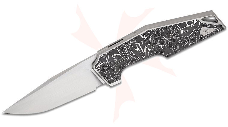 We Knife Company Tashi Bharucha OAO One and Only Nested Frame Lock Flipper Knife 3.4 inch CPM-20CV Hand Rubbed Clip Point Blade, Gray Integral Titanium Handle with Aluminum Foil Carbon Fiber Inlays