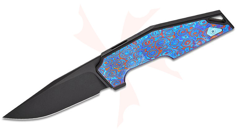 We Knife Company Tashi Bharucha OAO One and Only Nested Frame Lock Flipper Knife 3.4 inch CPM-20CV Black Clip Point Blade, Black Integral Titanium Handle with Timascus Inlays and Clip
