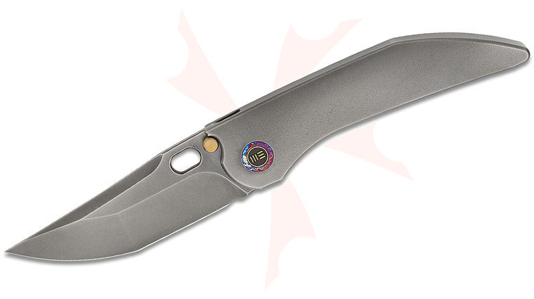 We Knife Company Dalibor Bergam Attor Integral Frame Lock Folding Knife 3.55 inch CPM-20CV Polished Gray Modified Persian Blade, Polished Gray One-Piece Titanium Handle