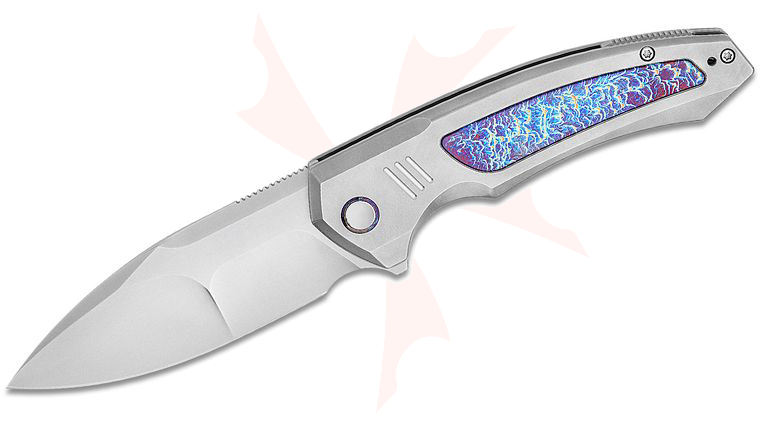 We Knife Company Hyperactive Frame Lock Flipper Knife 3.8 inch Vanax Bead Blast Compound Drop Point Blade, Polished Bead Blasted Titanium Handles with Flamed Titanium Inlays