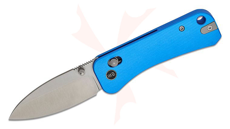 We Knife Company Ben Petersen Banter 2 Crossbar Lock Folding Knife 2.87 inch S35VN Satin Drop Point Blade, Blue Aluminum Handles, Reversible Clip