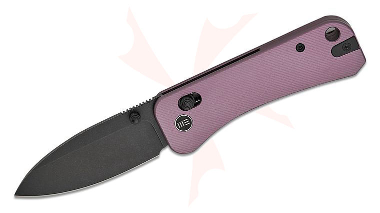We Knife Company Ben Petersen Banter 2 Crossbar Lock Folding Knife 2.87 inch S35VN Black Stonewashed Drop Point Blade, Purple Aluminum Handles, Reversible Clip