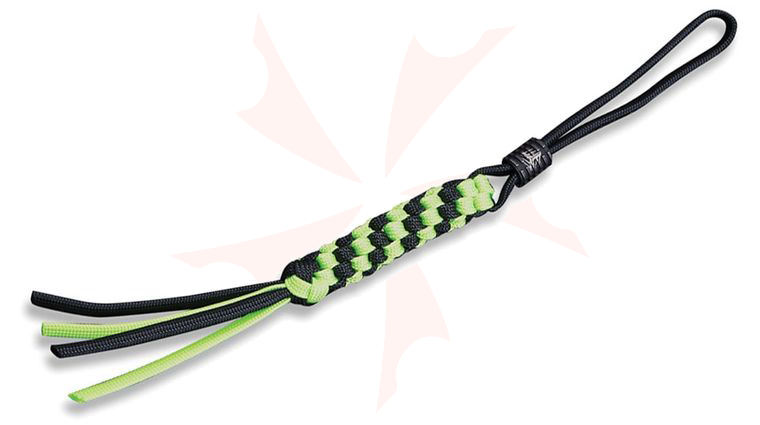 We Knife Company A-01D Green/Black Paracord Lanyard with Round Titanium Bead