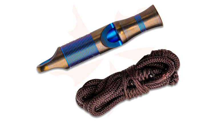 We Knife Company A-05BP 120dB Titanium Whistle, Blue and Bronze
