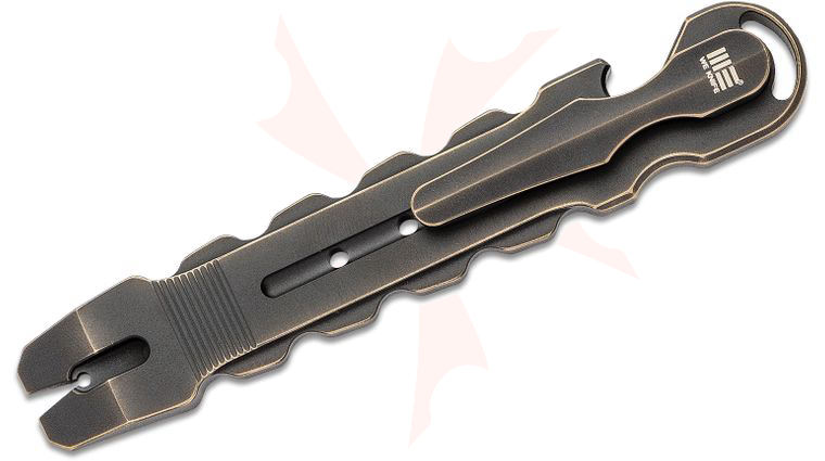 We Knife Company A-08A Gesila Titanium Pry Bar Mini Multi-Tool, Antique Bronze