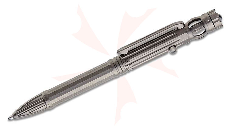 We Knife Company TP-07A Baculus Titanium Bolt-Action Pen, Gray, Fidget Spinner Top