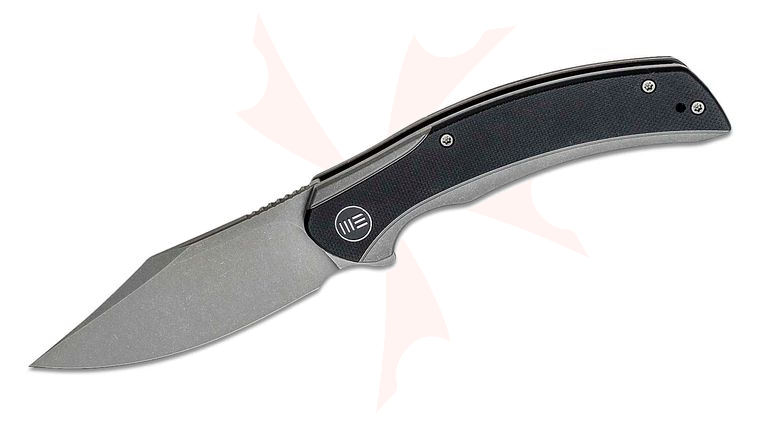 We Knife Company Snick Flipper Knife 3.47 inch CPM-20CV Stonewashed Blade, Gray Titanium Handles with Black G10 Inlays