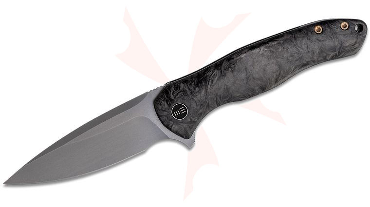 We Knife Company 2001A Kitefin Flipper Knife 3.24 inch S35VN Polished Bead Blasted Blade, Marble Carbon Fiber and Titanium Handles