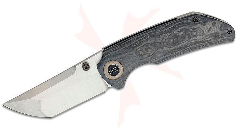 We Knife Company Matt Christensen Thug XL Folding Knife 3.35 inch CPM-20CV Hand Polished Compound Tanto Blade, Shredded Carbon Fiber and Titanium Handles