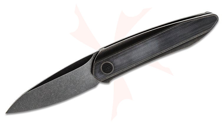 We Knife Company 2010D Justin Lundquist Black Void Opus Front Flipper Knife 2.84 inch CPM-20CV Black Stonewashed Blade, Black Titanium Handles with Black G10 Inlays