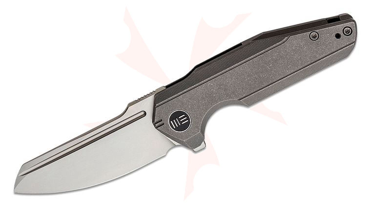 We Knife Company StarHawk Flipper Knife 2.81 inch CPM-20CV Bead Blasted Sheepsfoot Blade, Gray Titanium Handles