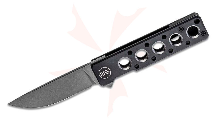 We Knife Company 2101B Brad Zinker Miscreant 3.0 Flipper Knife 3.02 inch CPM-20CV Stonewashed Drop Point Blade, Black Titanium Handles with Satin Holes