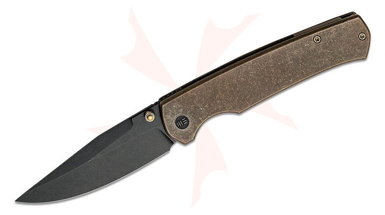 We Knife Company Ray Laconico Evoke Front Flipper Knife 3.48 inch CPM-20CV Black Stonewashed Clip Point Blade, Bronze Titanium Handles