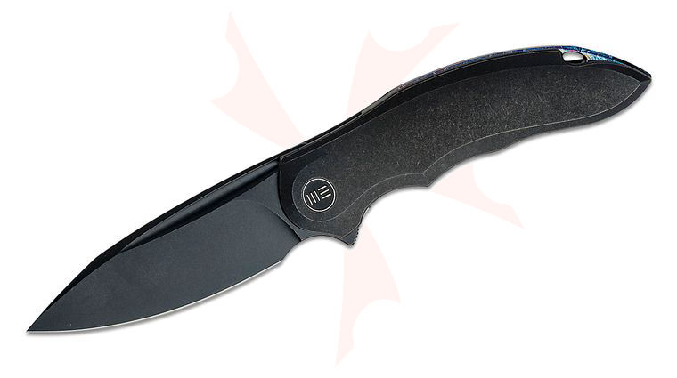 We Knife Company Limited Edition Anton Tkachenko Makani Flipper Knife 3.61 inch CPM-20CV Black Stonewashed Drop Point Blade, Black Titanium Handles
