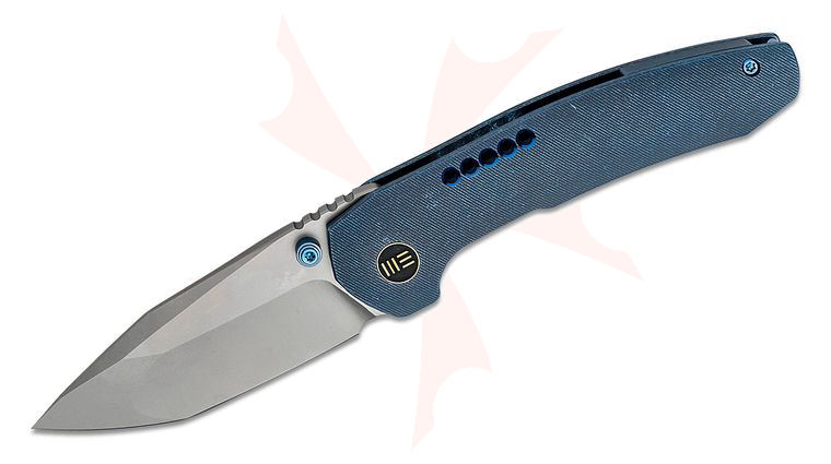 We Knife Company Brian Brown Trogon Folding Knife 3.2 inch CPM-20CV Bead Blast Spear Point Tanto Blade, Blue Titanium Handles