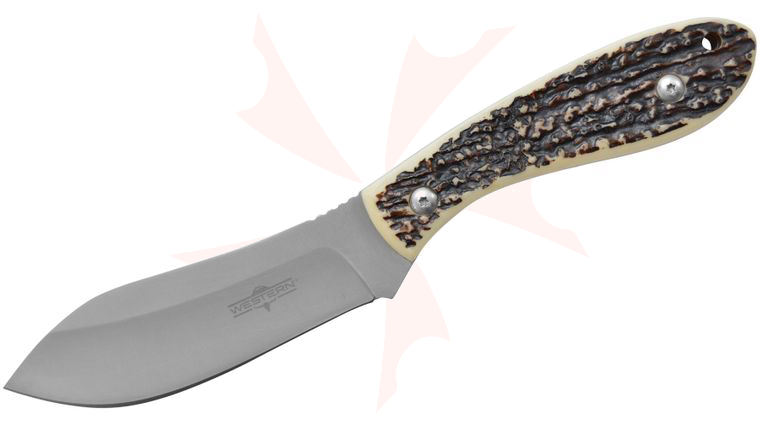 Western 19162 CrossTrail Fixed 4.25 inch Drop Point Plain Blade, Textured Delrin Handles, Nylon Sheath