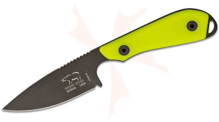 White River Knives M1 Pro Backpacker Fixed Blade Knife 3.25 inch S35VN Black ionbond, Textured HI-VISE G10 Handles, Kydex Sheath