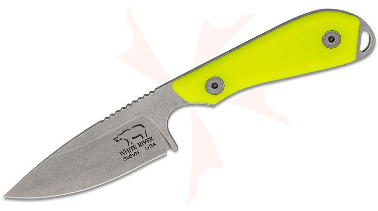 White River Knives M1 Pro Backpacker Fixed Blade Knife 3.25 inch S35VN Stonewashed, Textured HI-VISE G10 Handles, Kydex Sheath