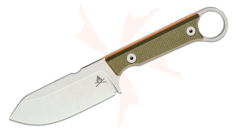White River Knives Firecraft FC3.5 Pro Fixed Blade Knife 3.5 inch S35VN Stonewashed, Textured Green and Orange G10 Handles, Black Kydex Sheath