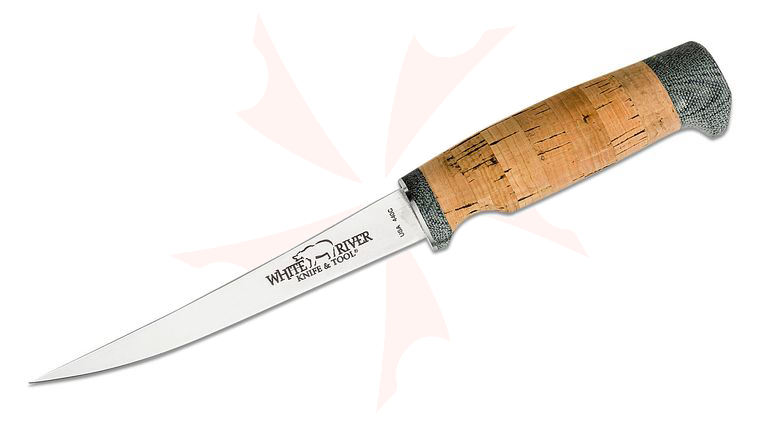 White River Knives Fillet Knife 6 inch 440C Flexible Blade, Cork Handle, Kydex Sheath