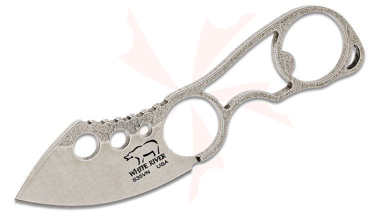 White River Knives Knucklehead II Fixed Blade Knife 2.875 inch S35VN Stonewashed Double Bevel, Skeletonized Handle, Kydex Sheath