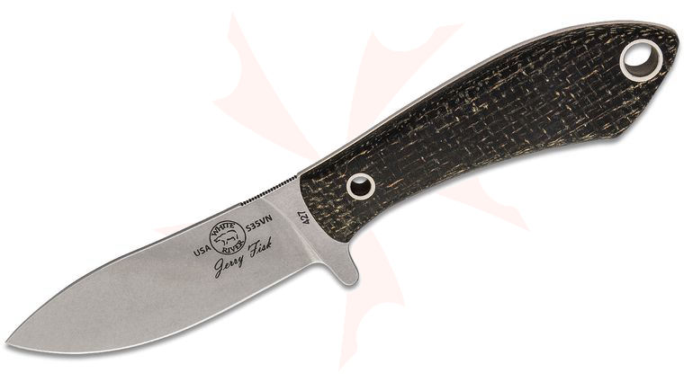 White River Knives Jerry Fisk Sendero Pack Knife 3.25 inch S35VN Stonewashed Blade, Black Burlap Micarta Handles, Kydex Sheath