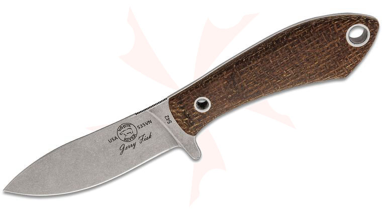 White River Knives Jerry Fisk Sendero Pack Knife 3.25 inch S35VN Stonewashed Blade, Natural Burlap Micarta Handles, Kydex Sheath