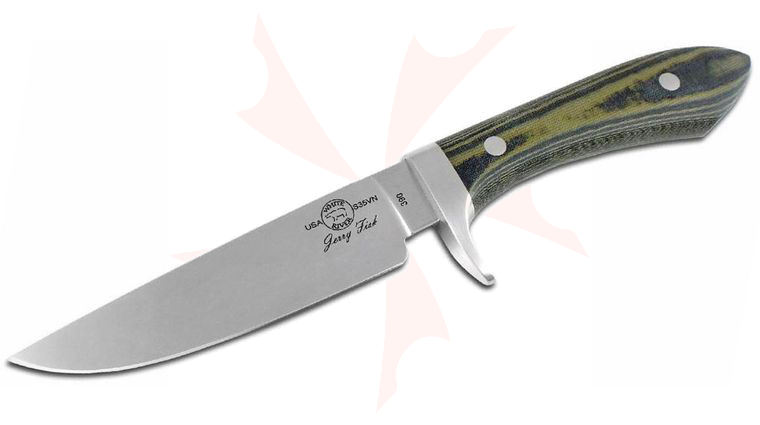 White River Knives Jerry Fisk Sendero Classic Fixed Blade Knife 4.5 inch S35VN Stonewashed, Black/OD Green Linen Micarta Handle, Leather Sheath